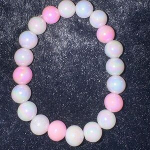 Elegant Pink and White Beaded Bracelet